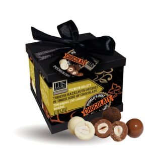Čok. dražé – Lieskový oriešok v čokoláde v darčekovom balení